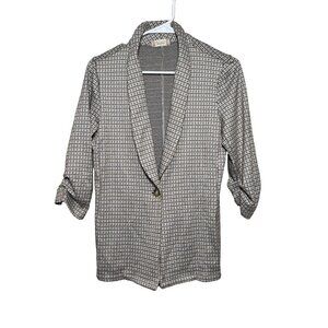 Altar D'state women's houndstooth blazer  3/4 sleeve one button lapel neck sz S